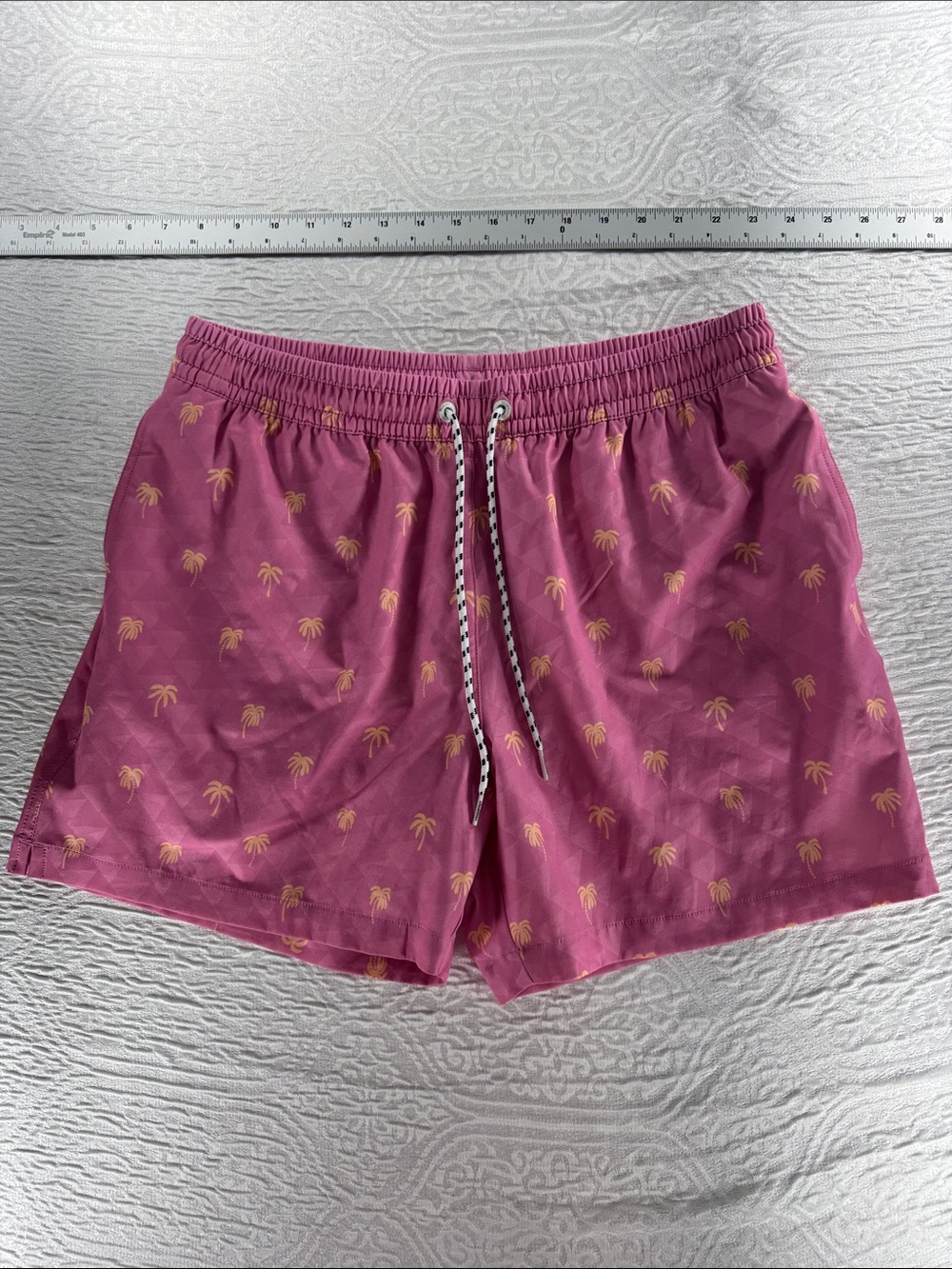 Chubbies Pink Swim Trunks with Yellow Palm Print Size L